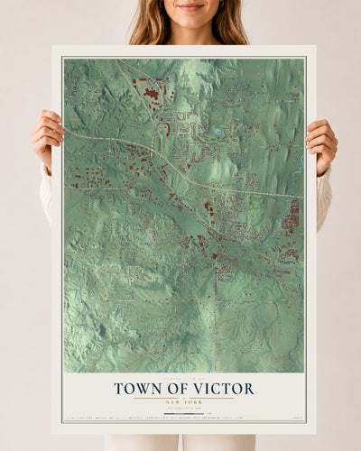 Victor, New York map print, 24" x 36" Archival Matte Print mockup
