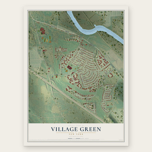 Village Green, New York map print, the full design