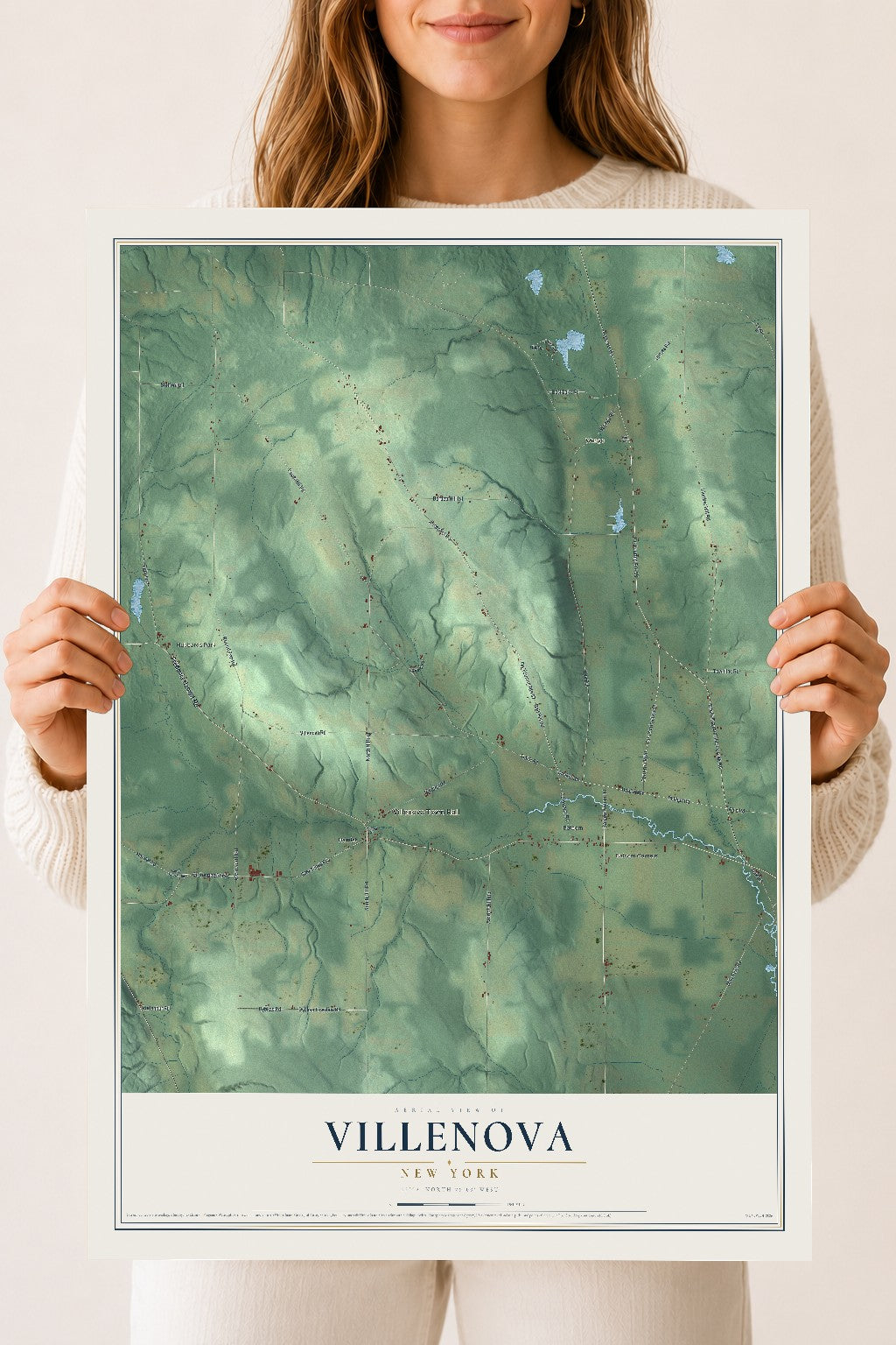 Villenova, New York map print, 18" x 24" Archival Matte Print mockup