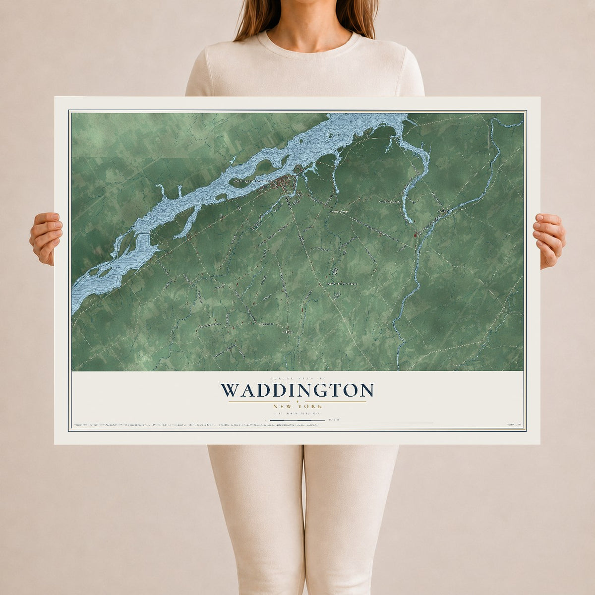 Waddington, New York map print, 24" x 36" Archival Matte Print mockup