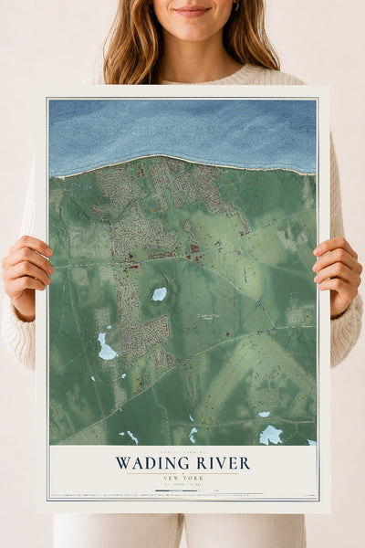 Wading River, New York map print, 18" x 24" Archival Matte Print mockup