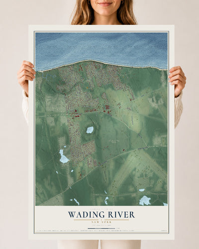 Wading River, New York map print, 24" x 36" Archival Matte Print mockup