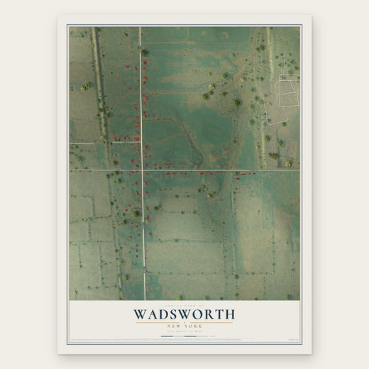 Wadsworth, New York map print, the full design