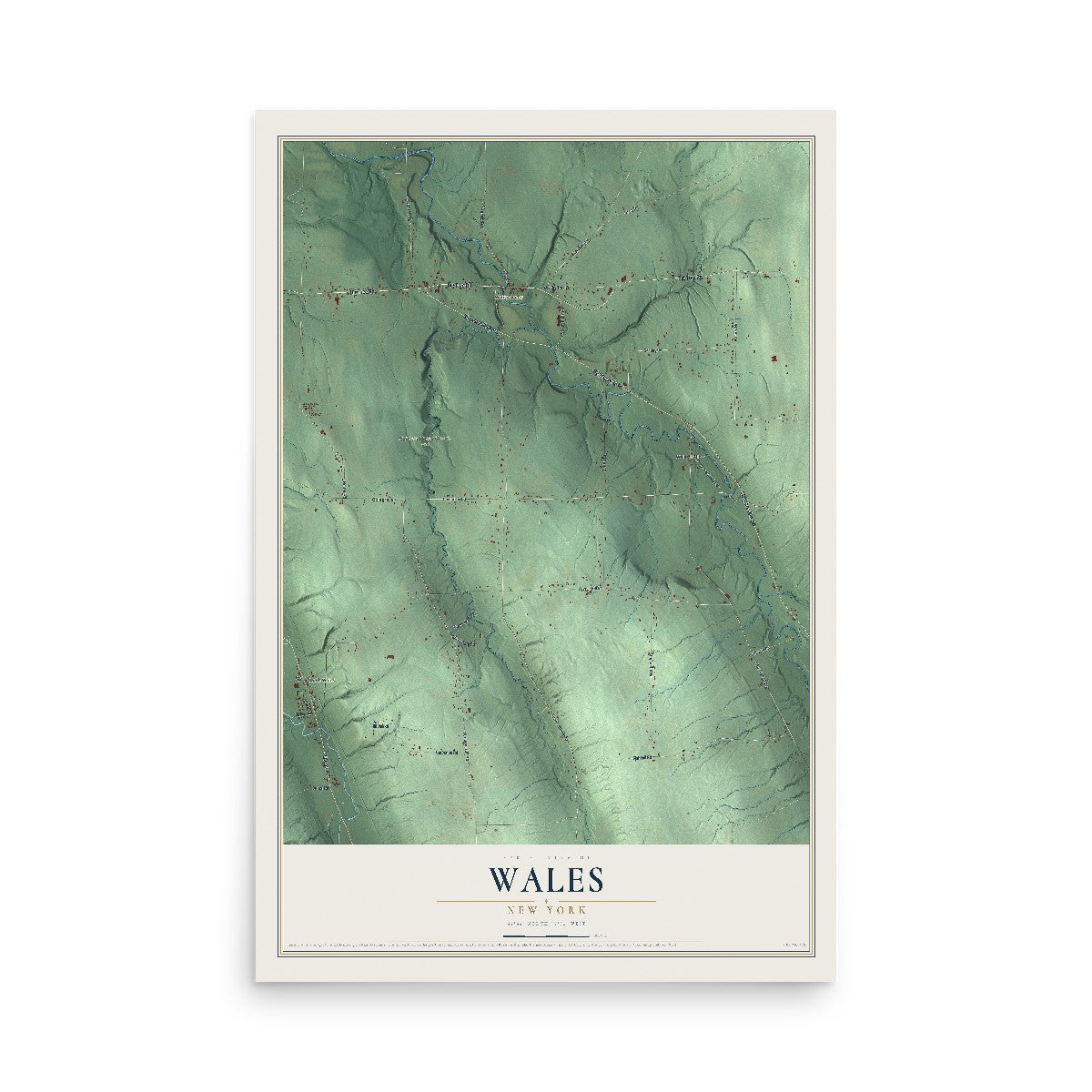 Wales, New York map print, 12" x 18" Archival Matte Print mockup