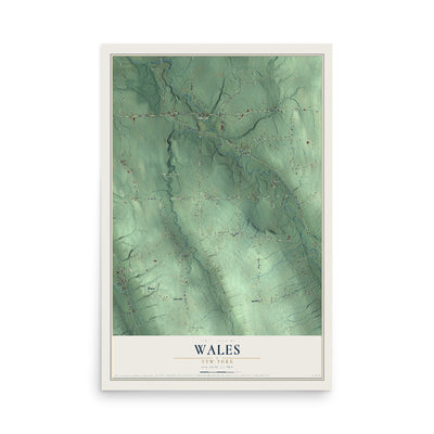 Wales, New York map print, 12" x 18" Archival Matte Print mockup