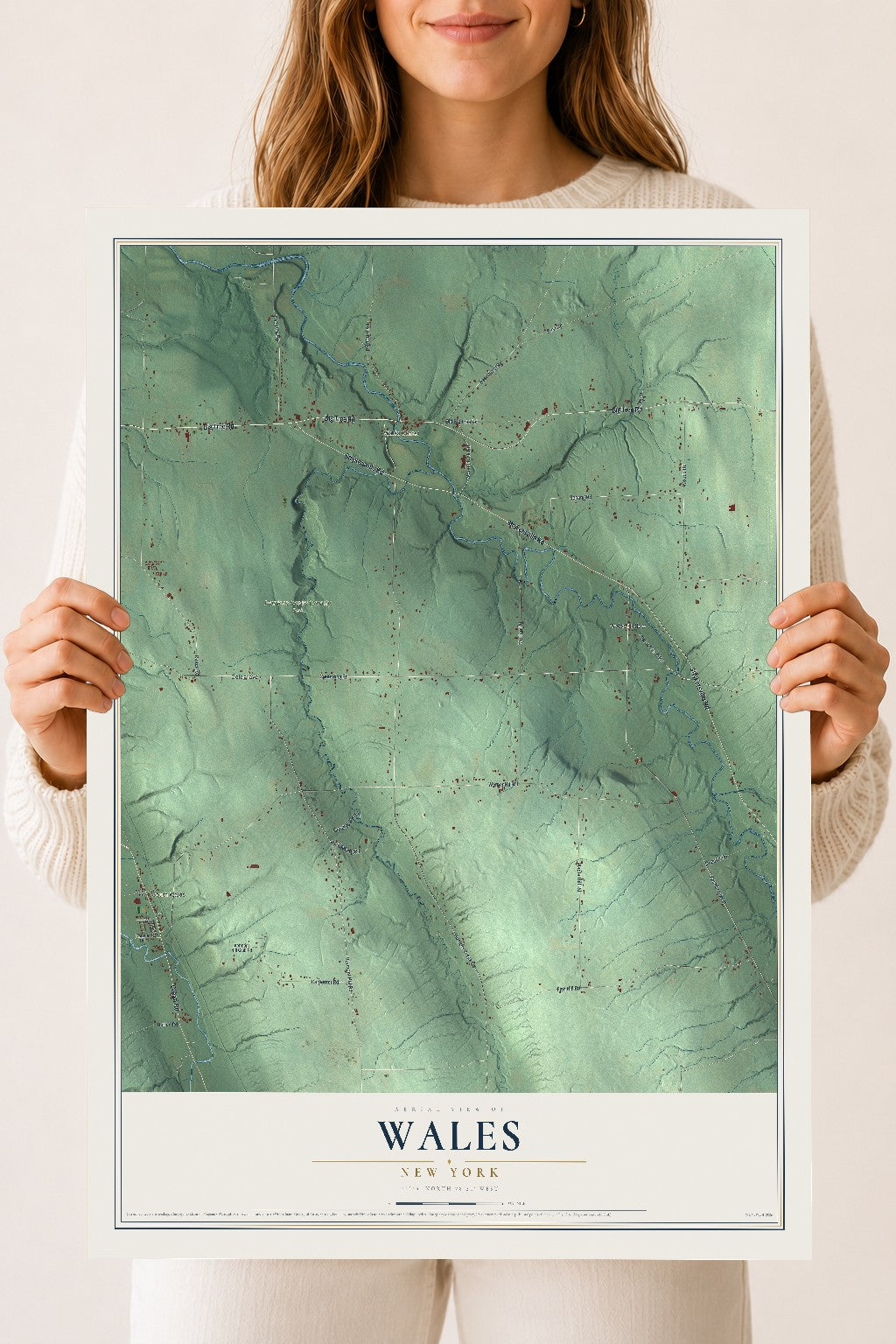Wales, New York map print, 18" x 24" Archival Matte Print mockup