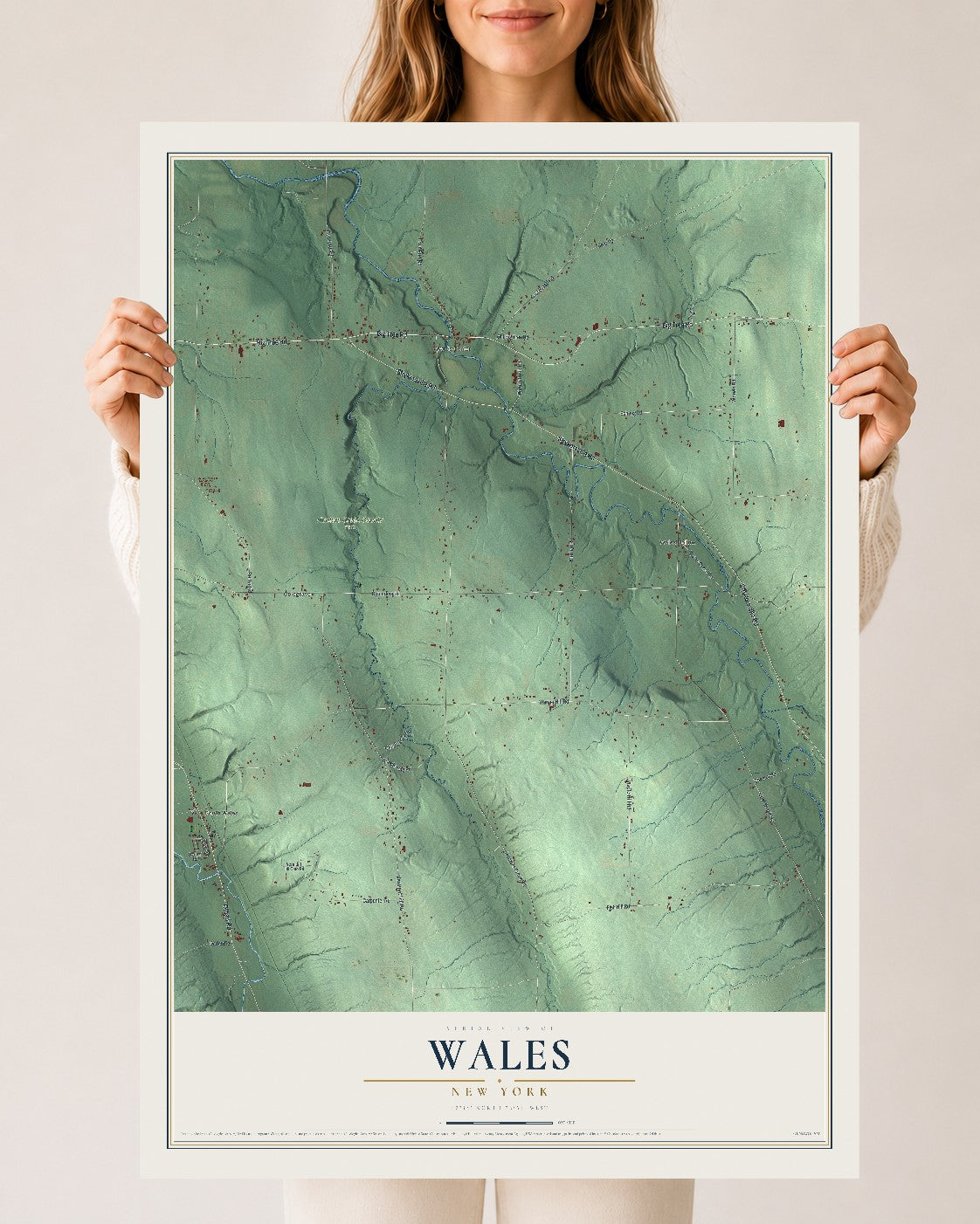 Wales, New York map print, 24" x 36" Archival Matte Print mockup