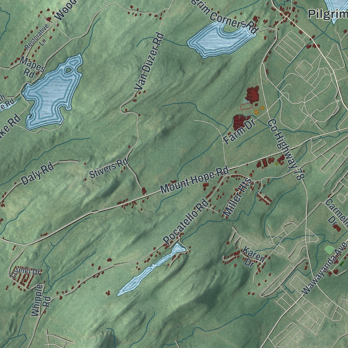 Close-up 2 of the Wallkill, New York map artwork