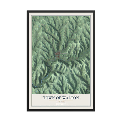 Walton, New York map print, 12" x 18" W/ Black Ayous Wood Frame mockup