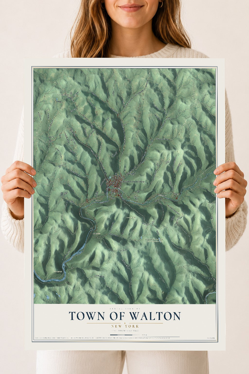 Walton, New York map print, 18" x 24" Archival Matte Print mockup