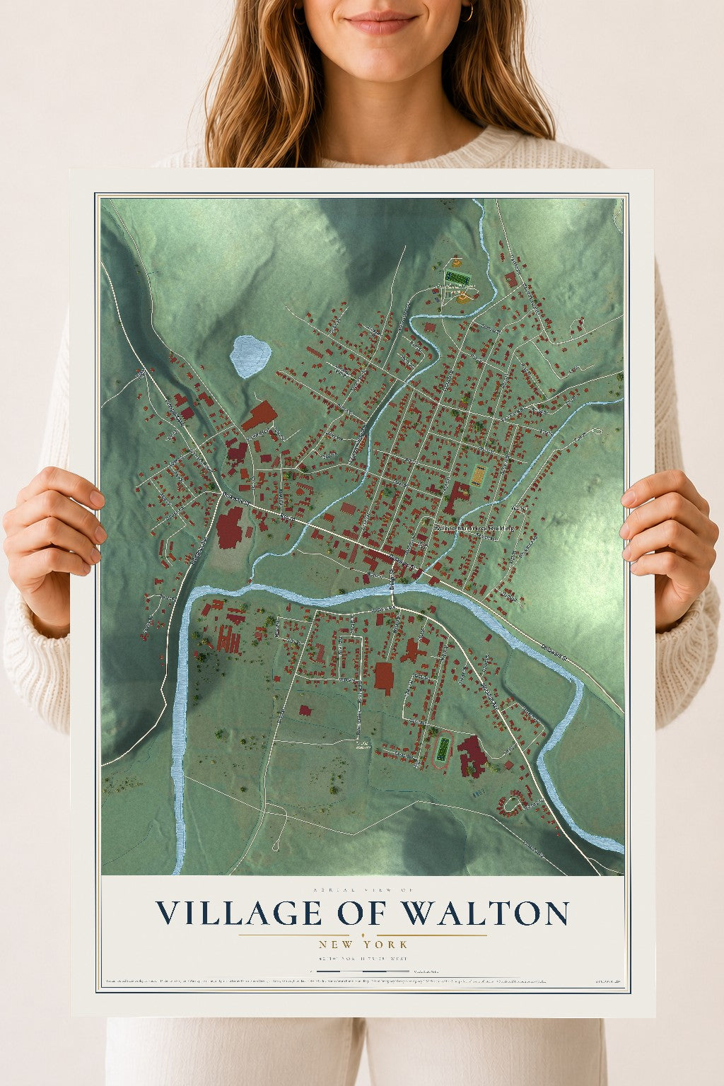 Walton, New York map print, 18" x 24" Archival Matte Print mockup