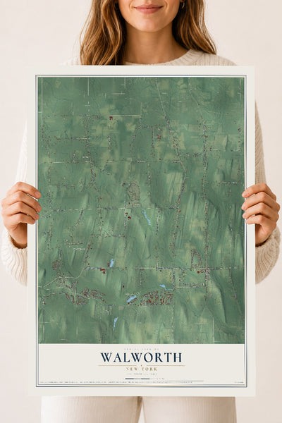 Walworth, New York map print, 18" x 24" Archival Matte Print mockup