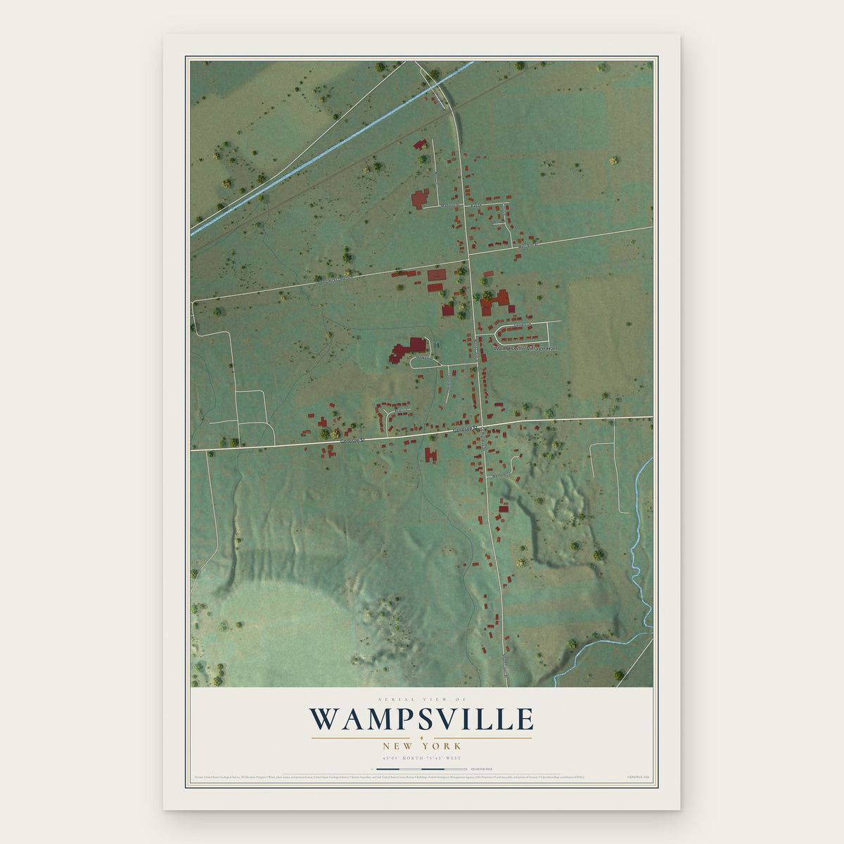 Wampsville, New York map print, the full design