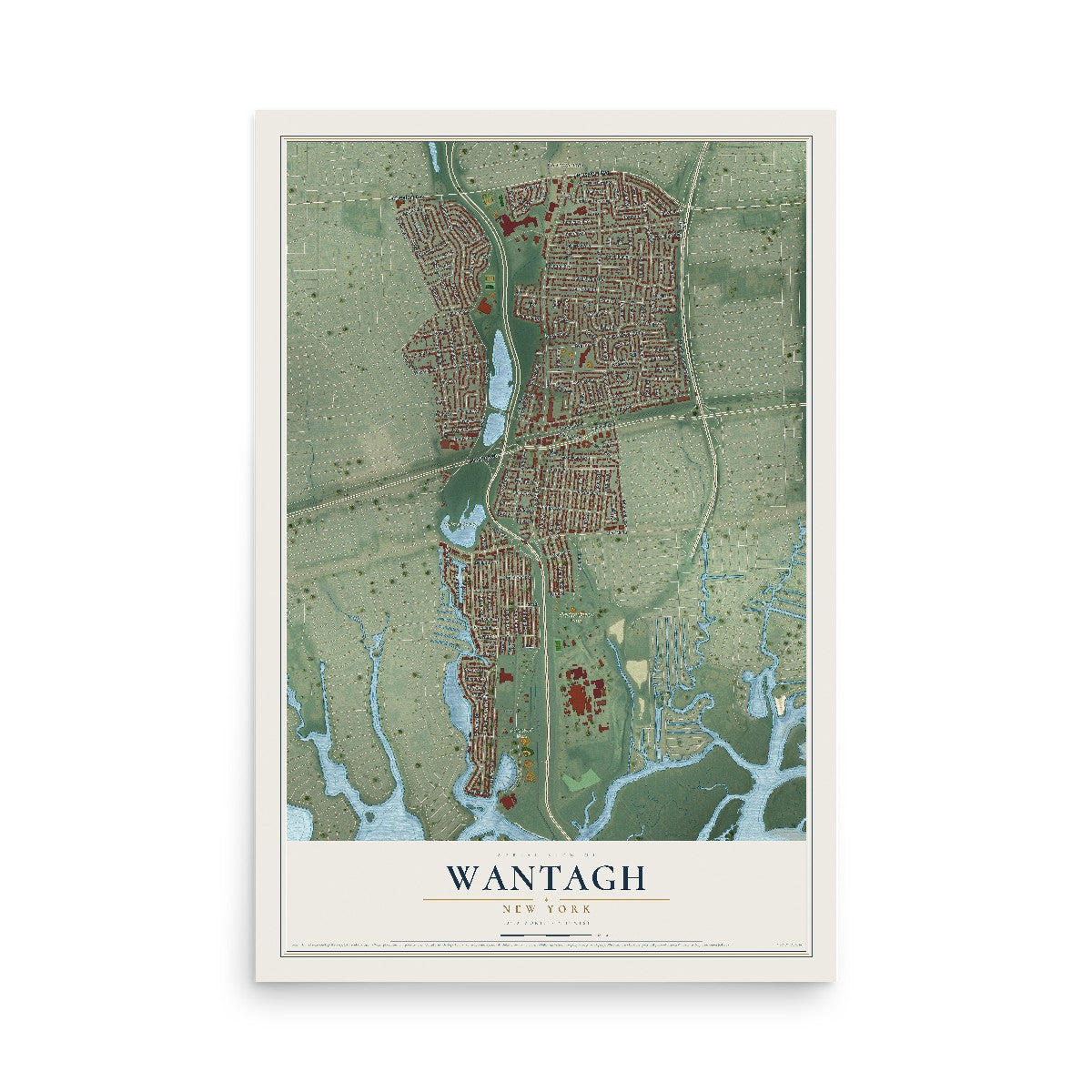 Wantagh, New York map print, 12" x 18" Archival Matte Print mockup