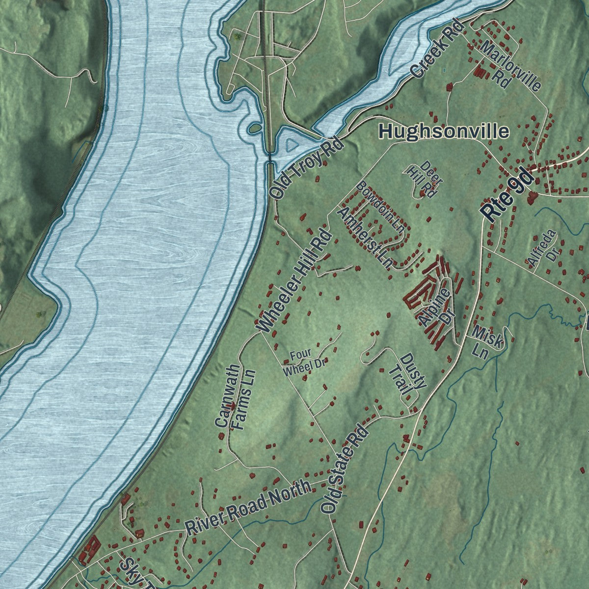 Close-up 2 of the Wappinger, New York map artwork