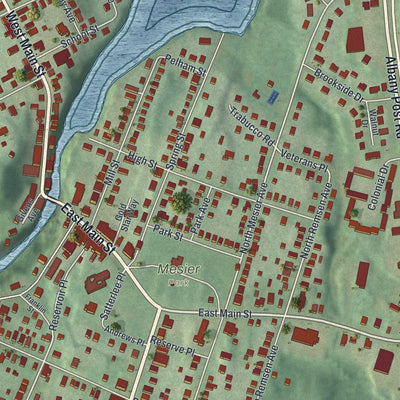 Close-up 1 of the Wappingers Falls, New York map artwork