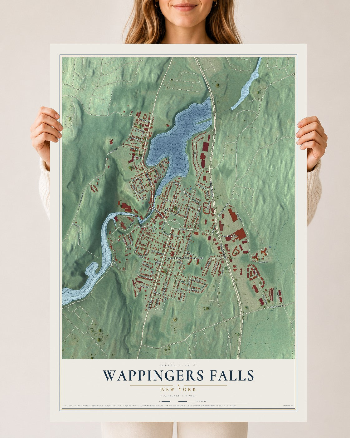 Wappingers Falls, New York map print, 24" x 36" Archival Matte Print mockup