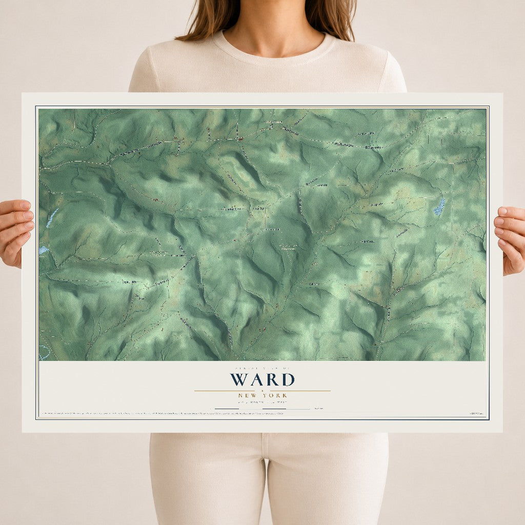 Ward, New York map print, 18" x 24" Archival Matte Print mockup