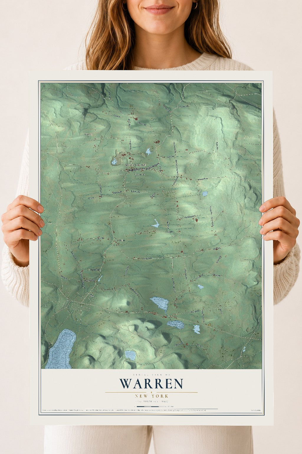 Warren, New York map print, 18" x 24" Archival Matte Print mockup