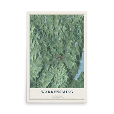 Warrensburg, New York map print, 12" x 18" Archival Matte Print mockup