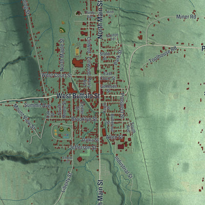 Close-up 1 of the Warsaw, New York map artwork