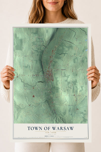 Warsaw, New York map print, 18" x 24" Archival Matte Print mockup