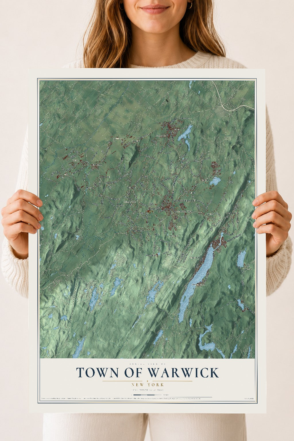 Warwick, New York map print, 18" x 24" Archival Matte Print mockup