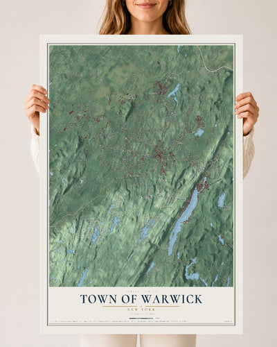 Warwick, New York map print, 24" x 36" Archival Matte Print mockup