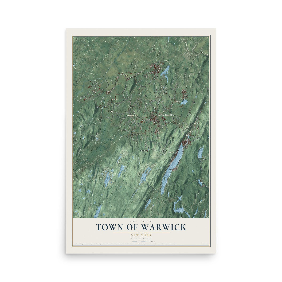 Map of the Town of Warwick, New York, 12 x 18 inch unframed archival matte print