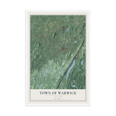 Map of the Town of Warwick, New York, 12 x 18 inch print in a white wood frame