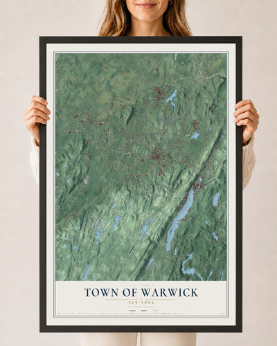 Map of the Town of Warwick, New York, 24 x 36 inch print in a black wood frame