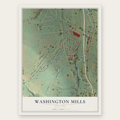 Washington Mills, New York map print, the full design