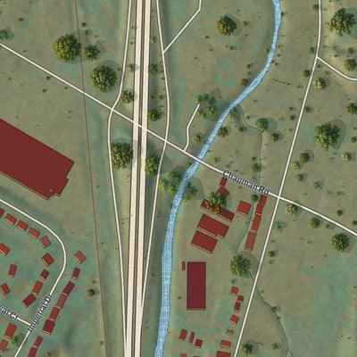 Close-up of the map of Washington Mills, New York print showing street and building detail