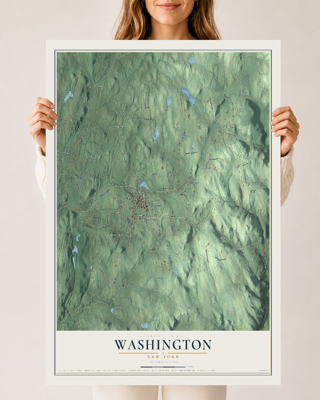 Washington, New York map print, 24" x 36" Archival Matte Print mockup