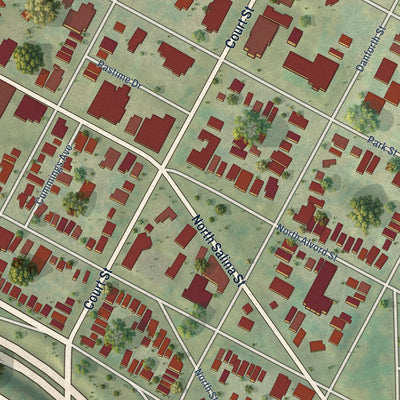 Close-up of the map of Washington Square, New York print showing street and building detail