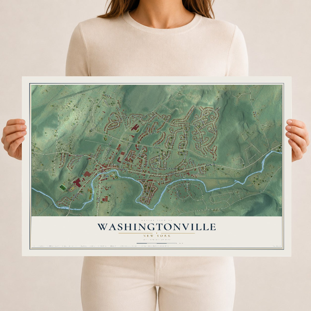Washingtonville, New York map print, 12" x 18" Archival Matte Print mockup