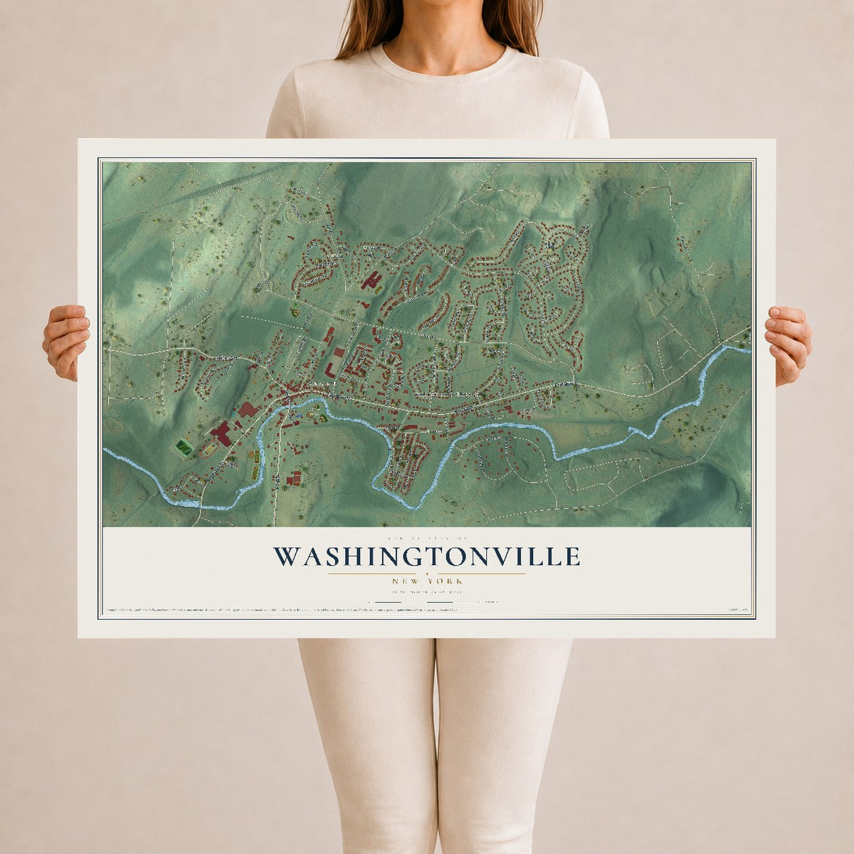 Washingtonville, New York map print, 24" x 36" Archival Matte Print mockup
