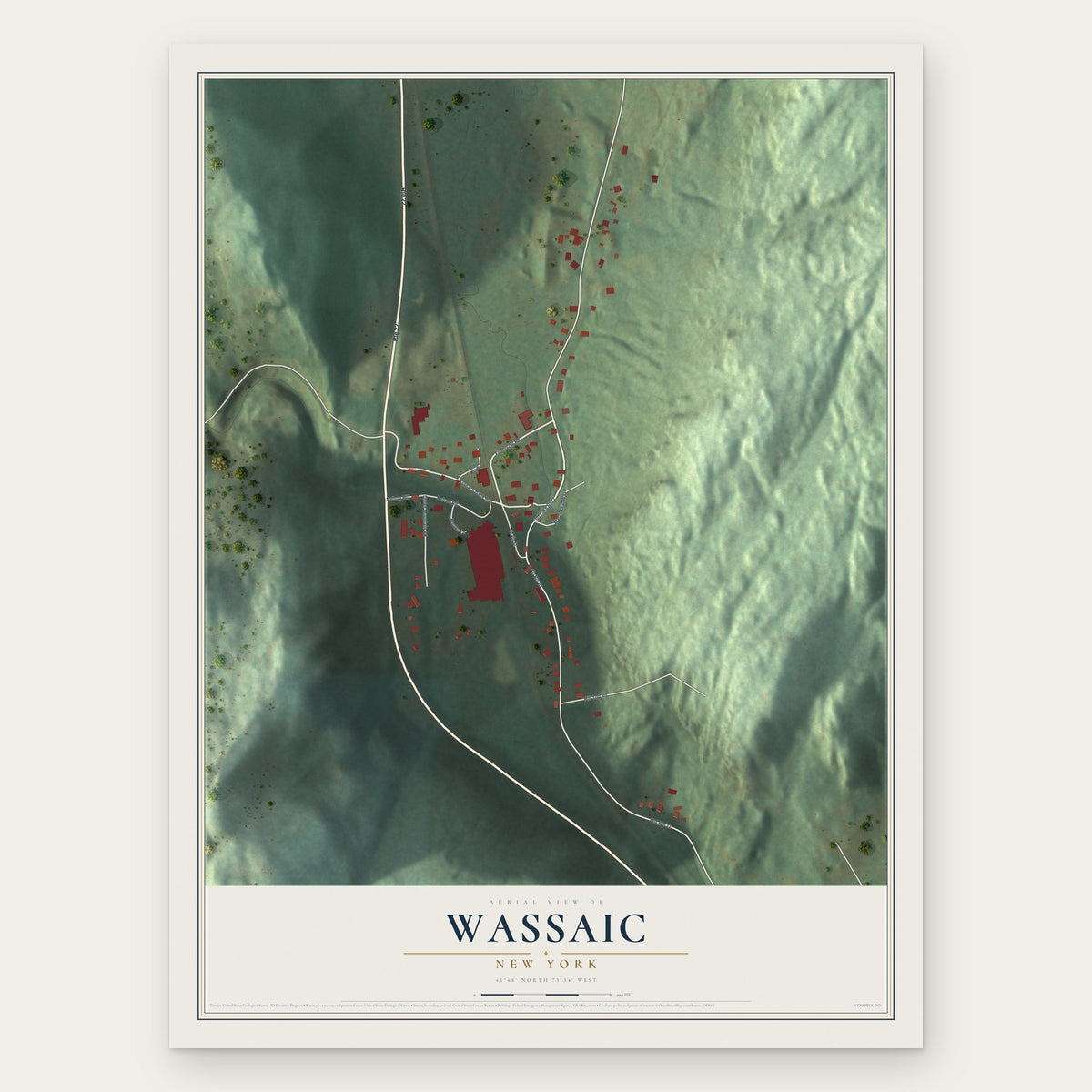 Wassaic, New York map print, the full design