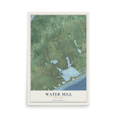 Water Mill, New York map print, 12" x 18" Archival Matte Print mockup