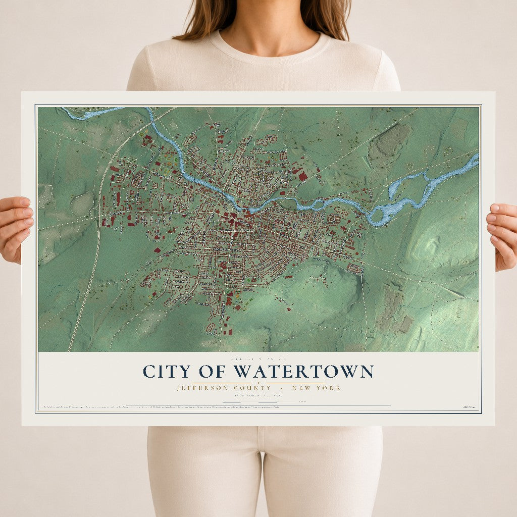 Watertown, New York map print, 18" x 24" Archival Matte Print mockup