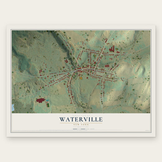 Waterville, New York map print, the full design