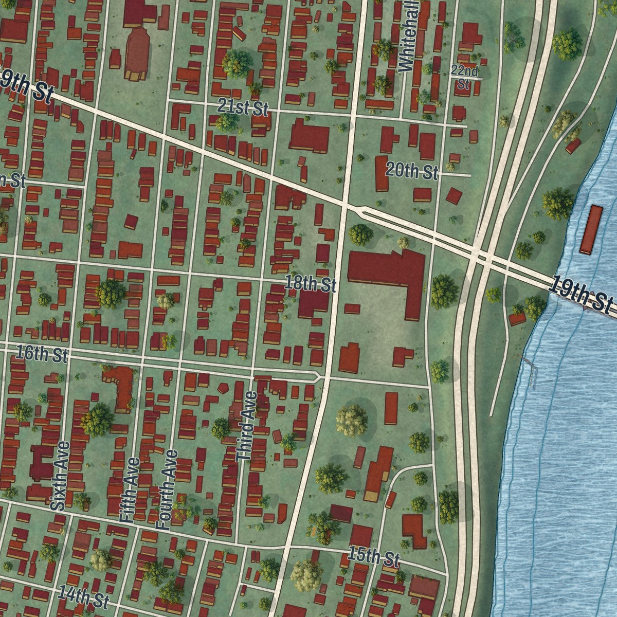 Close-up 1 of the Watervliet, New York map artwork