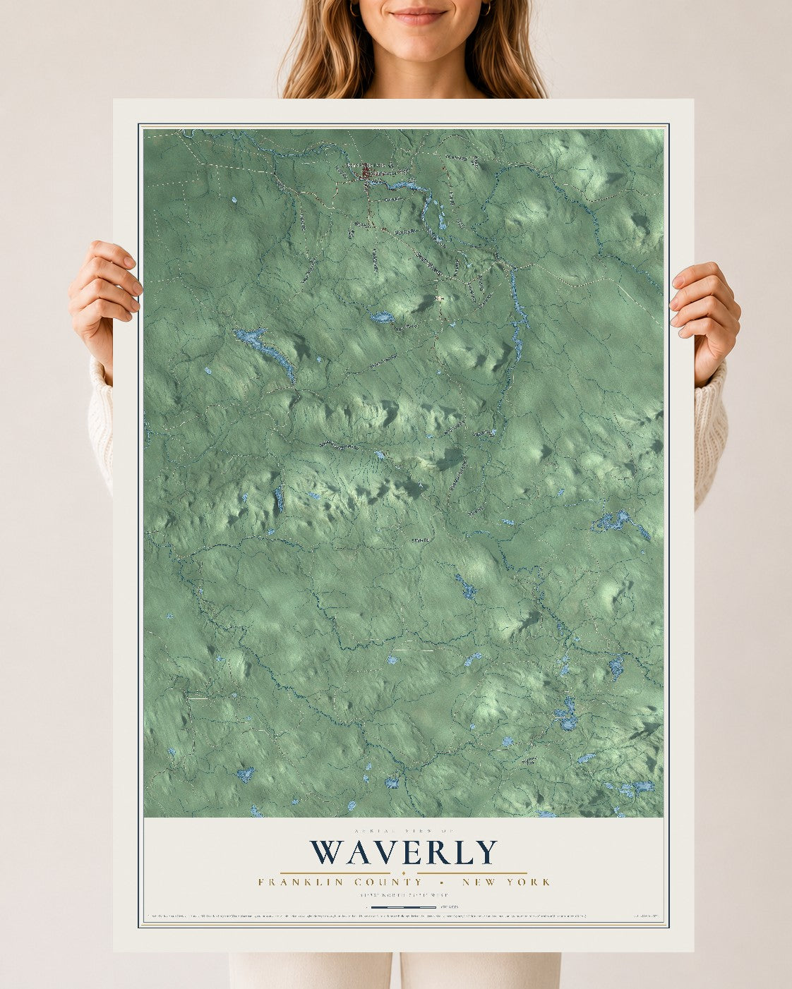 Waverly, New York map print, 24" x 36" Archival Matte Print mockup