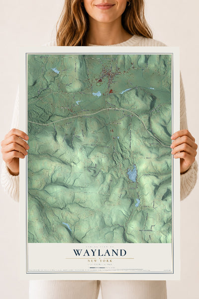 Wayland, New York map print, 18" x 24" Archival Matte Print mockup