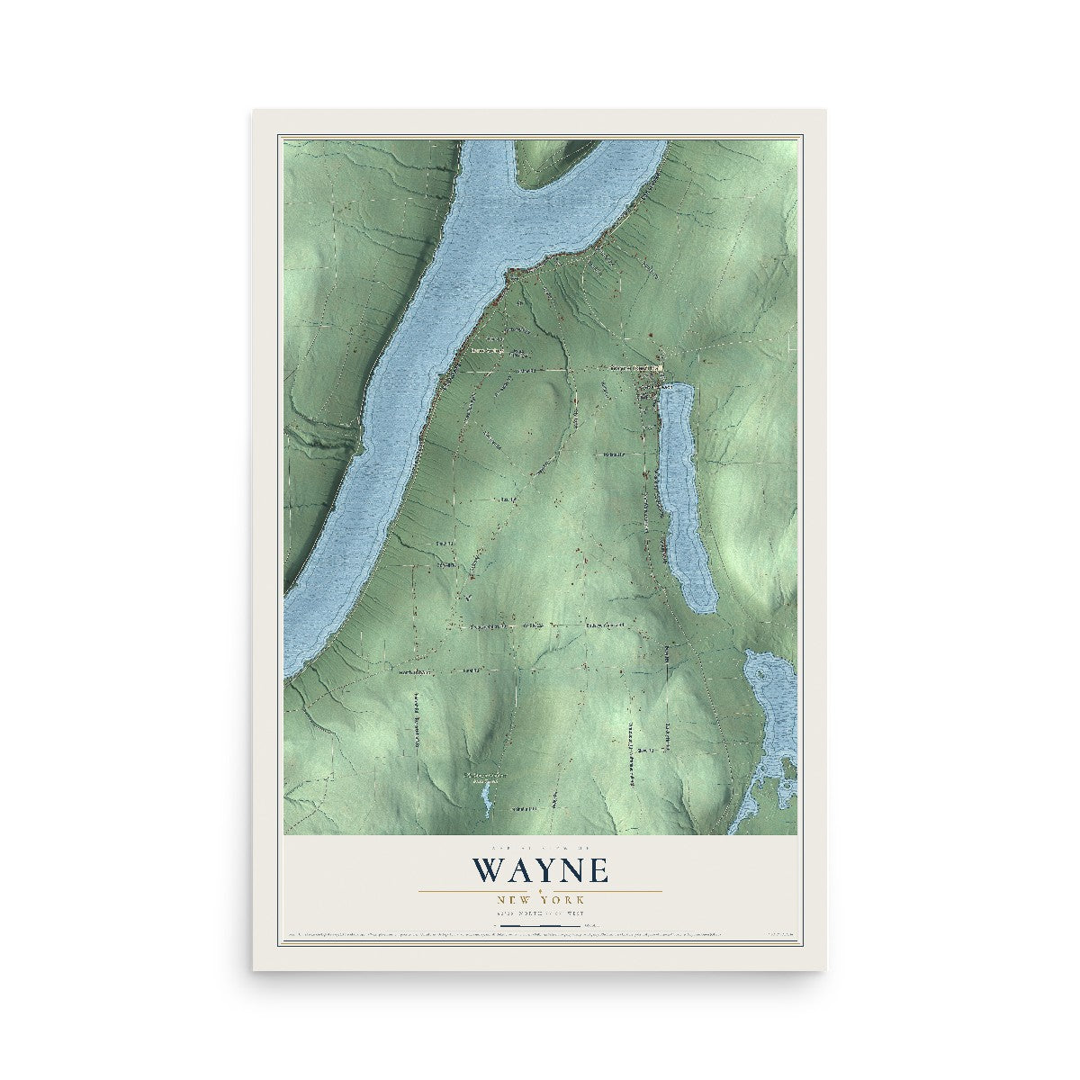 Wayne, New York map print, 12" x 18" Archival Matte Print mockup