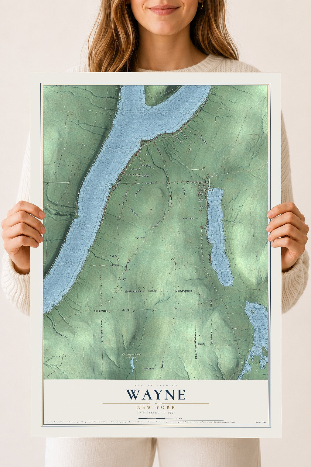 Wayne, New York map print, 18" x 24" Archival Matte Print mockup