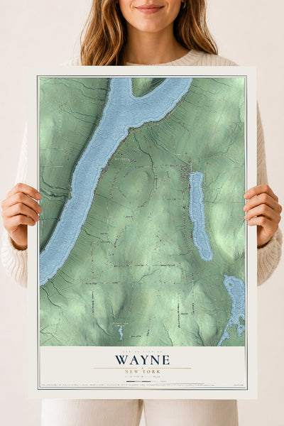 Wayne, New York map print, 18" x 24" Archival Matte Print mockup
