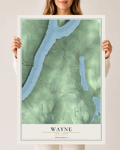 Wayne, New York map print, 24" x 36" Archival Matte Print mockup