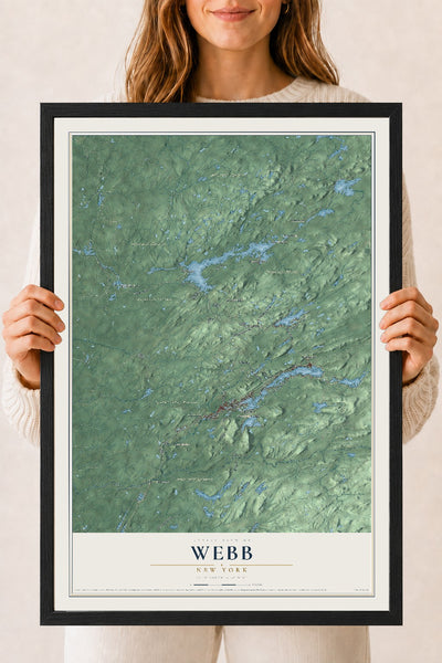 Webb, New York map print, 18" x 24" W/ Black Ayous Wood Frame mockup