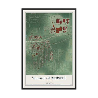 Webster, New York map print, 12" x 18" W/ Black Ayous Wood Frame mockup